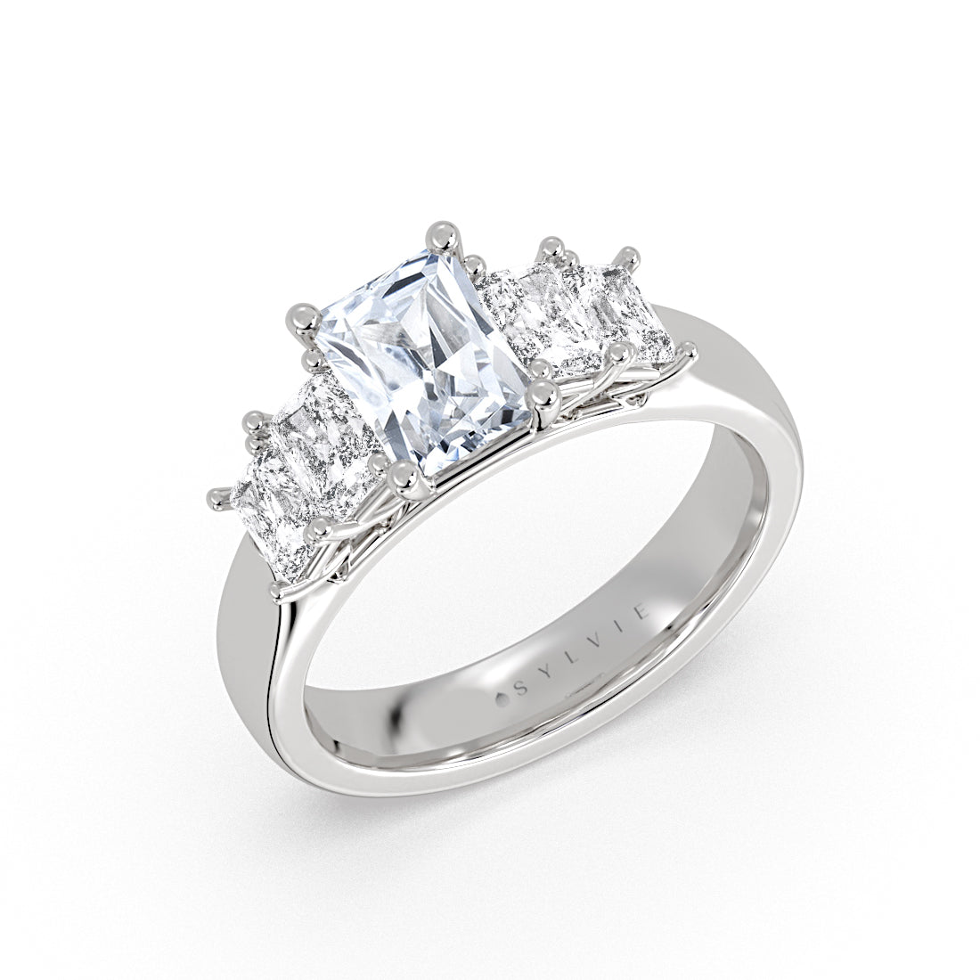 Radiant Cut Engagement Ring with Radiant Side Stones - Josie