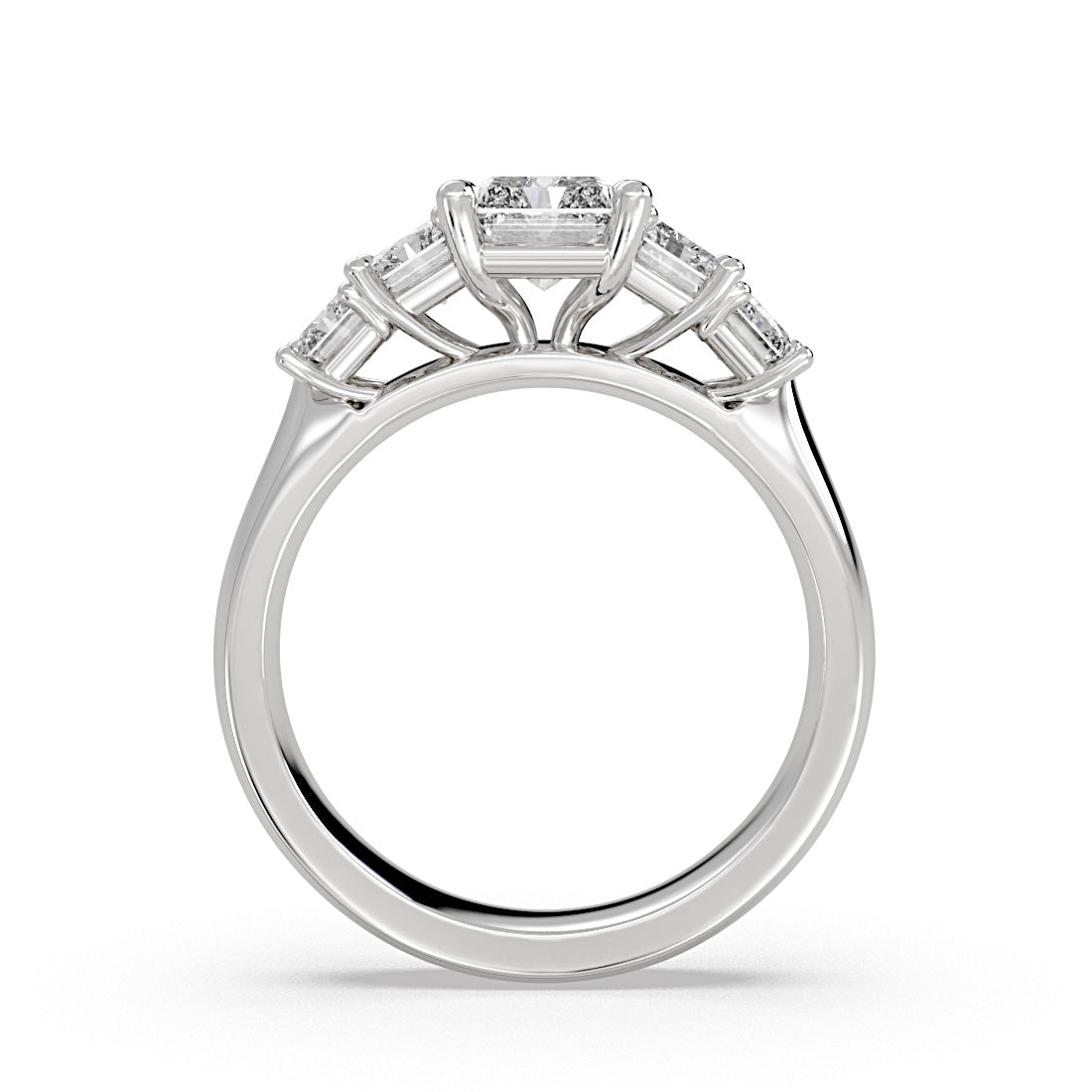 Radiant Cut Engagement Ring with Radiant Side Stones - Josie