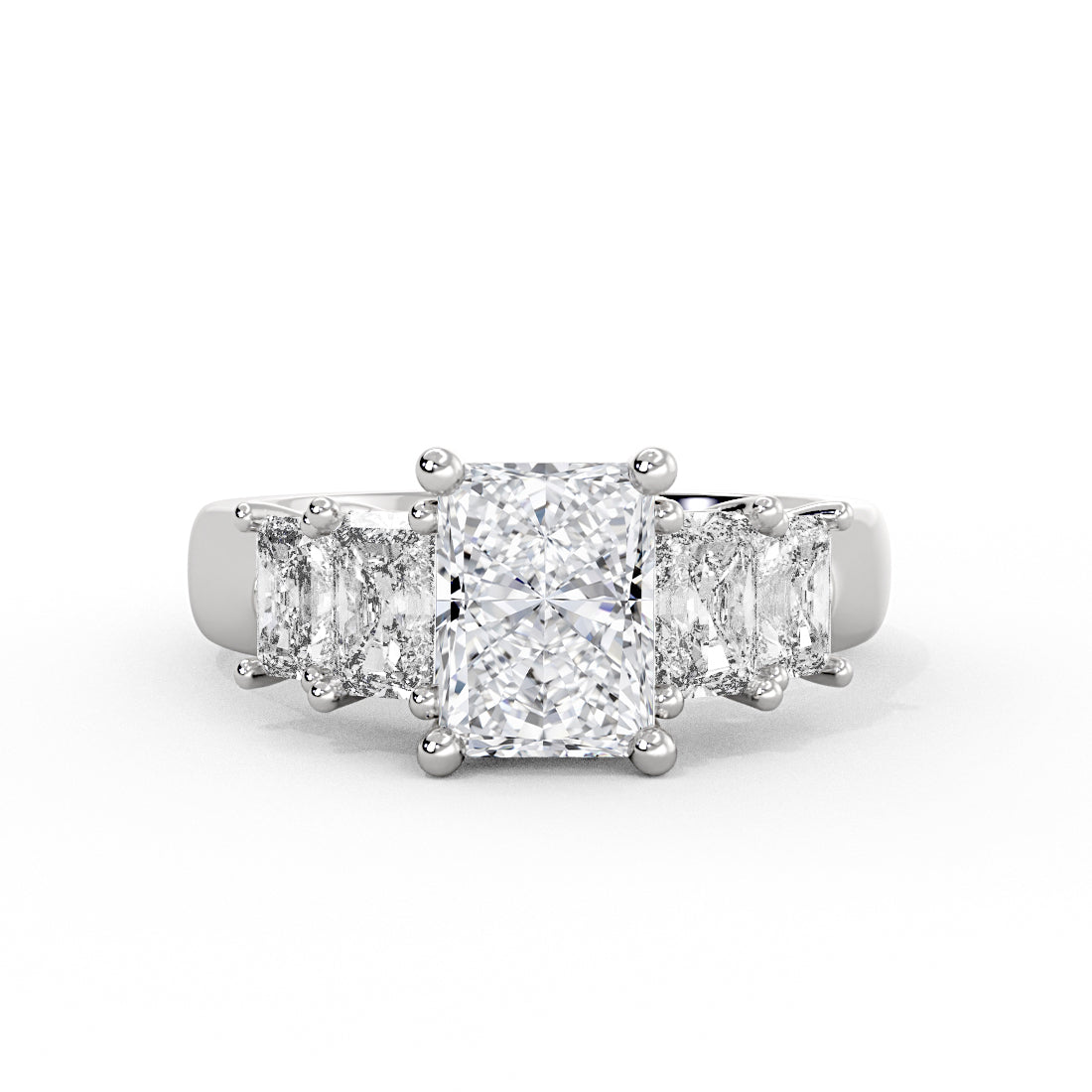 Radiant Cut Engagement Ring with Radiant Side Stones - Josie
