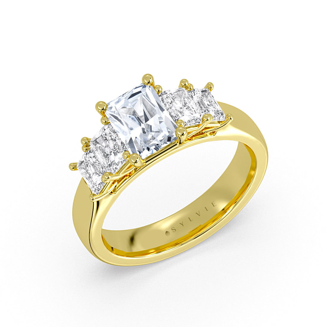 Radiant Cut Engagement Ring with Radiant Side Stones - Josie