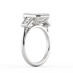 Emerald Cut Bezel Engagement Ring with Emerald Cut Diamond Side Stones - Lanora
