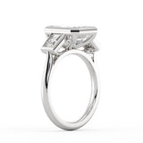 Emerald Cut Bezel Engagement Ring with Emerald Cut Diamond Side Stones - Lanora