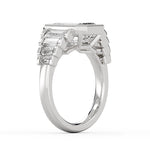 Emerald Cut Bezel Engagement Ring with North to South Half Bezel Baguette Side Stones - Belma