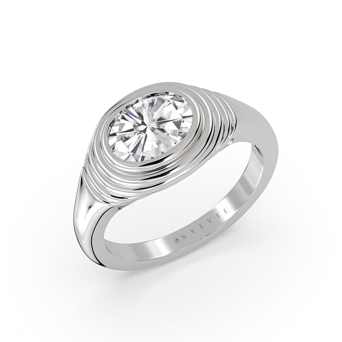 Auravie Ripple Bezel Engagement Ring - Stevie