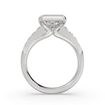 Emerald Cut Half Bezel Engagement Ring with North to South Baguette Side Stones - Zaila