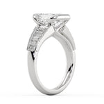 Emerald Cut Half Bezel Engagement Ring with North to South Baguette Side Stones - Zaila