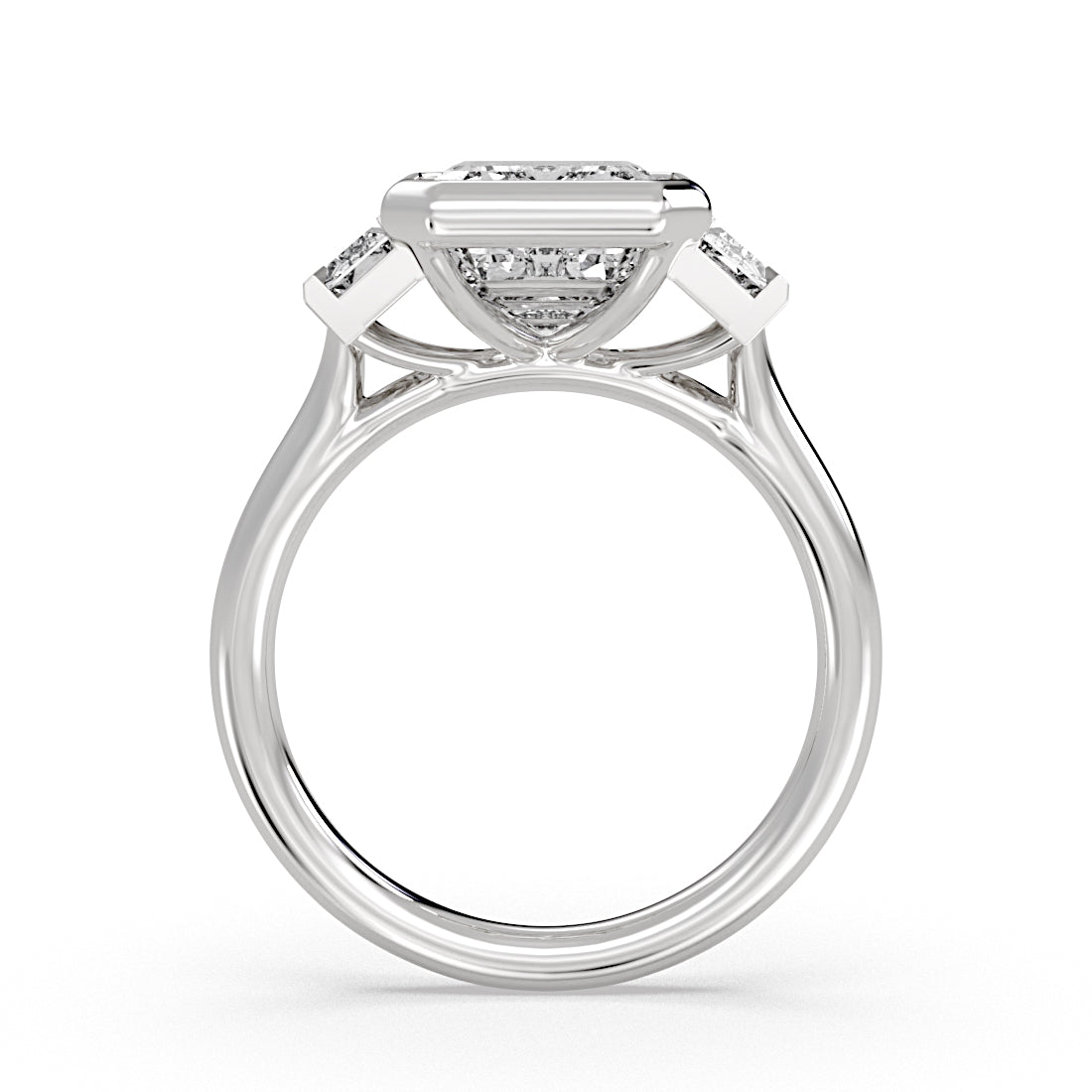 Emerald Cut Baguette Three Stone Engagement Ring - Alessia