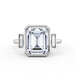 Emerald Cut Baguette Three Stone Engagement Ring - Alessia
