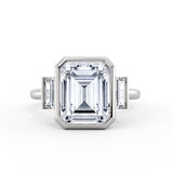 Emerald Cut Baguette Three Stone Engagement Ring - Alessia
