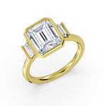 Emerald Cut Baguette Three Stone Engagement Ring - Alessia