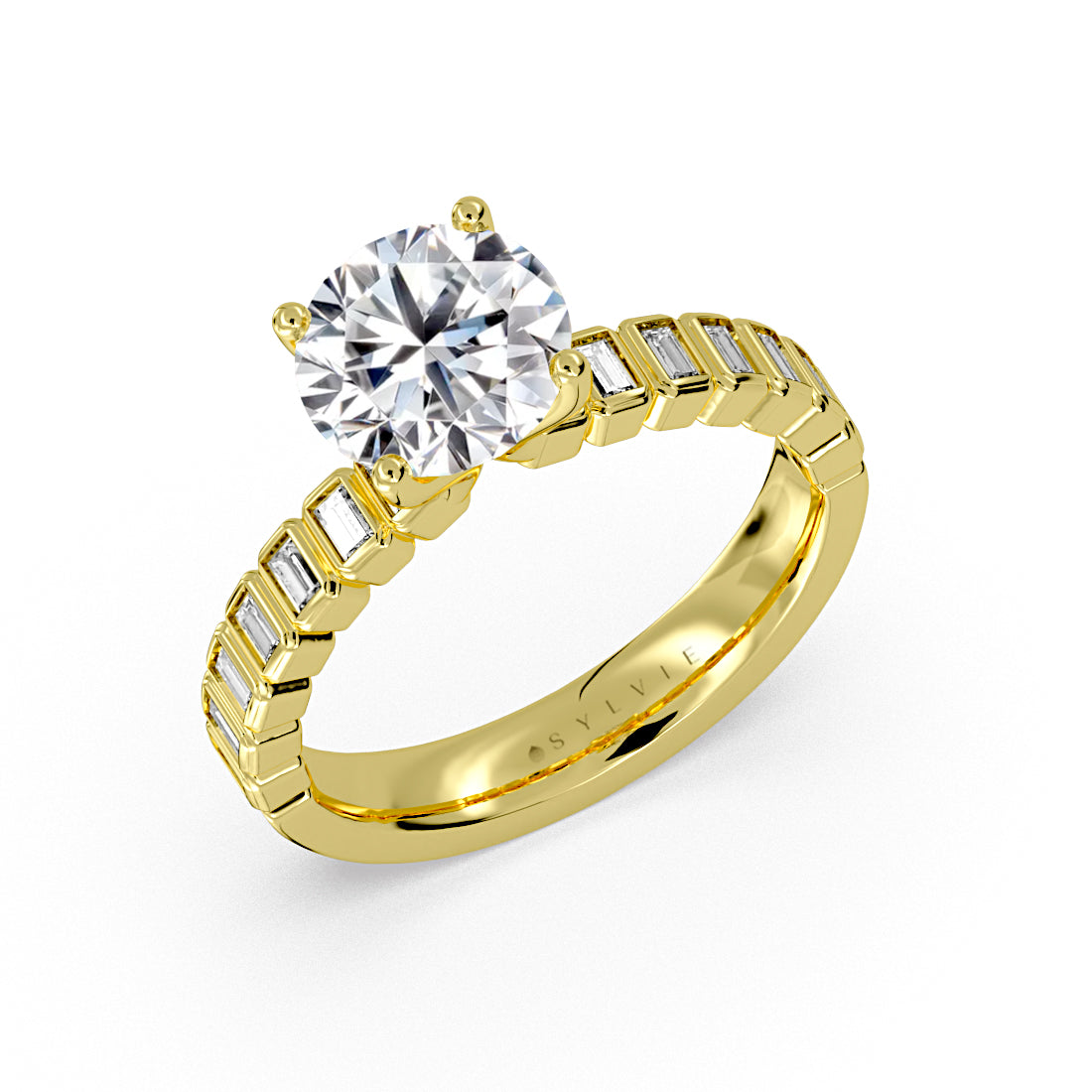 Auravie Bezel Baguette Engagement Ring - Lilah