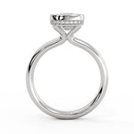 Cushion Cut Bezel Solitaire Engagement Ring with Hidden Halo - Elaine