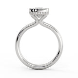 Cushion Cut Bezel Solitaire Engagement Ring with Hidden Halo - Elaine