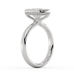 Cushion Cut Bezel Solitaire Engagement Ring with Hidden Halo - Elaine