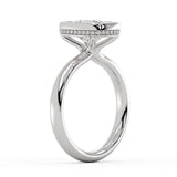 Cushion Cut Bezel Solitaire Engagement Ring with Hidden Halo - Elaine