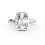 Cushion Cut Bezel Solitaire Engagement Ring with Hidden Halo - Elaine