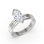 Shell Auranova Triple Band Half Bezel Solitaire Engagement Ring - Ruth