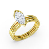 Shell Auranova Triple Band Half Bezel Solitaire Engagement Ring - Ruth