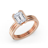 Shell Auranova Triple Band Half Bezel Solitaire Engagement Ring - Selah