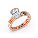 Shell Auranova Triple Band Half Bezel Solitaire Engagement Ring - Matilda