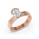 Auravie Half Bezel Channel Diamond Engagement Ring - Freya