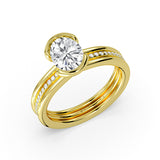 Auravie Half Bezel Channel Diamond Engagement Ring - Freya