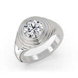 Auravie Round Ripple Bezel Solitaire Engagement Ring - Raven