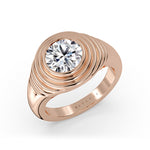 Auravie Round Ripple Bezel Solitaire Engagement Ring - Raven