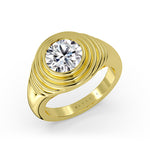 Auravie Round Ripple Bezel Solitaire Engagement Ring - Raven
