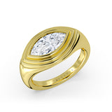 Auravie East to West Marquise Ripple Bezel Solitaire Engagement Ring - Leighton