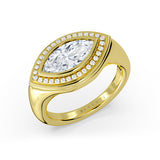 Auravie East to West Marquise Diamond Ripple Bezel Engagement Ring - Joy