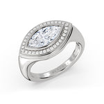 Auravie East to West Marquise Diamond Ripple Bezel Engagement Ring - Joy