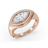 Auravie East to West Marquise Diamond Ripple Bezel Engagement Ring - Joy