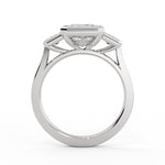 Emerald Cut Bezel Three Stone Engagement Ring - Miriam