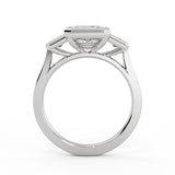 Emerald Cut Bezel Three Stone Engagement Ring - Miriam