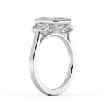 Emerald Cut Bezel Three Stone Engagement Ring - Miriam
