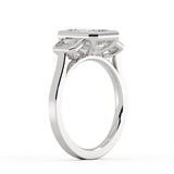 Emerald Cut Bezel Three Stone Engagement Ring - Miriam