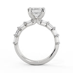 Emerald Cut Shared Prong Baguette Engagement Ring - Trinity