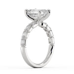 Emerald Cut Shared Prong Baguette Engagement Ring - Trinity