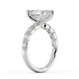 Emerald Cut Shared Prong Baguette Engagement Ring - Trinity