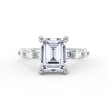 Emerald Cut Shared Prong Baguette Engagement Ring - Trinity