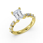 Emerald Cut Shared Prong Baguette Engagement Ring - Trinity