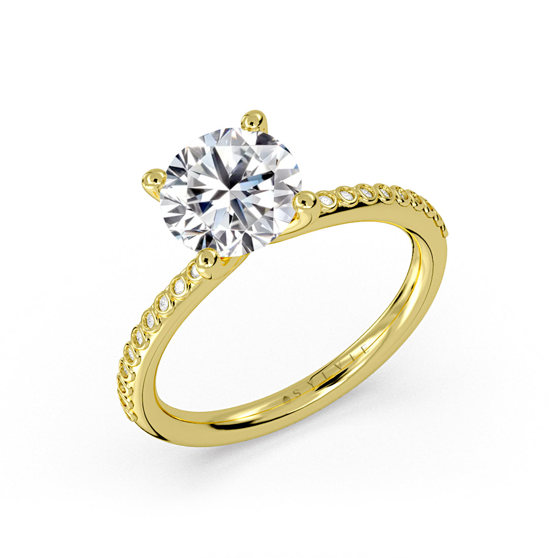 Round Cut Bezel Band Engagement Ring - Raya