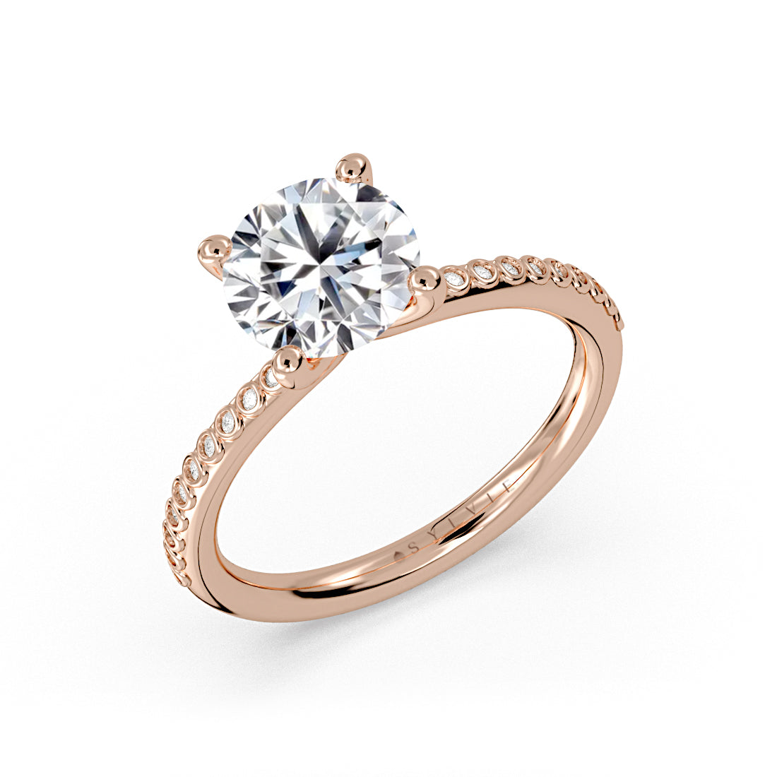 Round Cut Bezel Band Engagement Ring - Raya