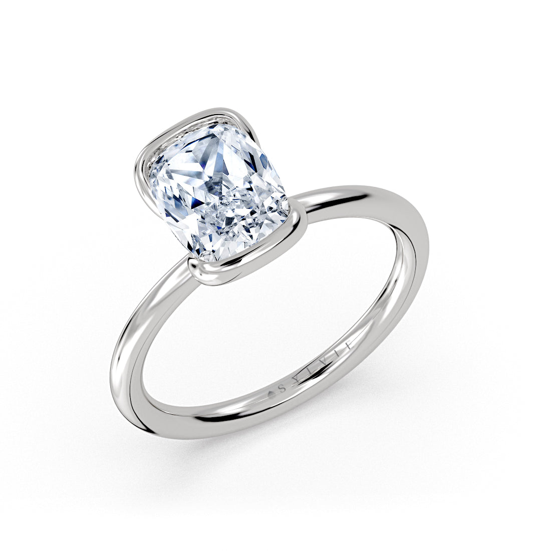 Shell Auranova Half Bezel Solitaire Engagement Ring - Lena