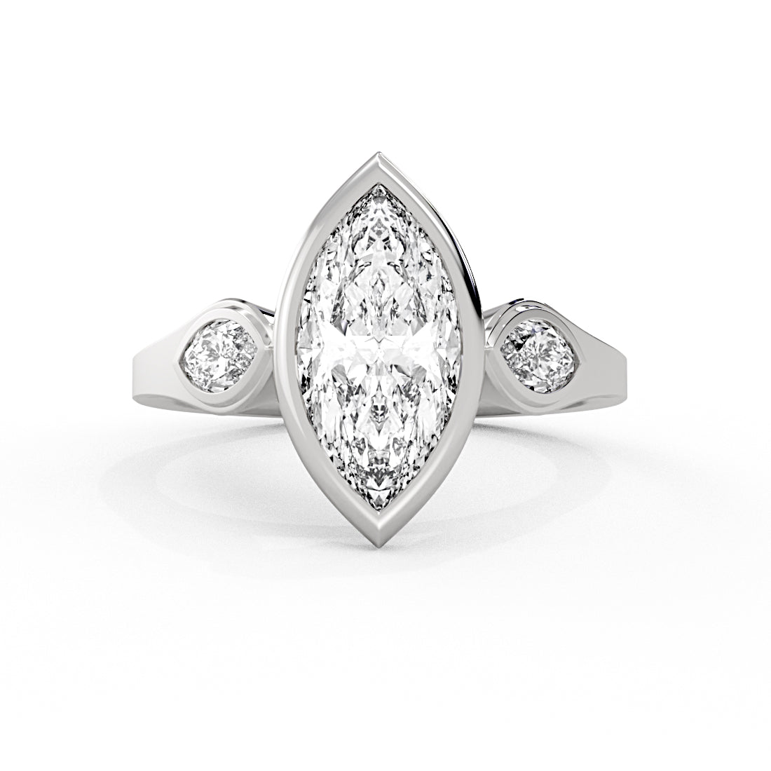 Shell Auranova Marquise Three Stone Engagement Ring - Miley