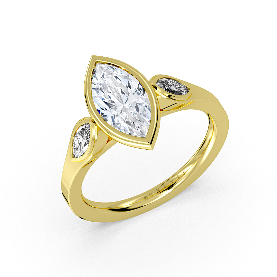 Shell Auranova Marquise Three Stone Engagement Ring - Miley