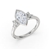 Marquise Cut Bezel Set Multi Stone Engagement Ring - Delia