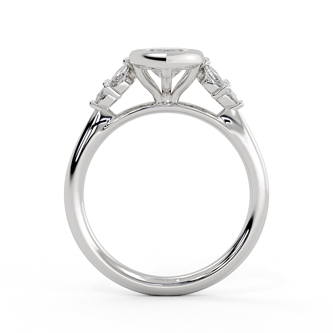 Marquise Cut Bezel Set Multi Stone Engagement Ring - Delia