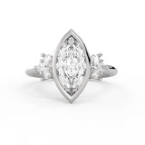 Marquise Cut Bezel Set Multi Stone Engagement Ring - Delia
